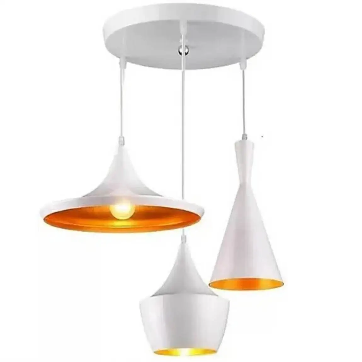 Κρεμαστό φωτιστικό οροφής ABC λευκό εξωτερικά και χρυσό χρώμα εσωτερικά E27 C40 CICLIOW-ABC