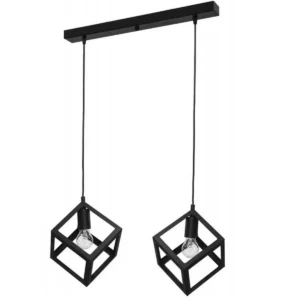 Κρεμαστό φωτιστικό οροφής διπλό τετράγωνο - ρόμβος σε μαύρο χρώμα E27 R50 CUBIO 4