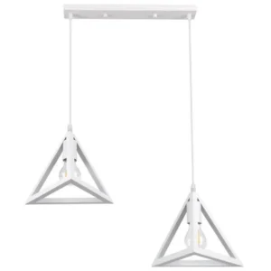 Κρεμαστό φωτιστικό οροφής λευκό δίφωτο σε σχήμα πυραμίδα E27 R80 TRIANG15