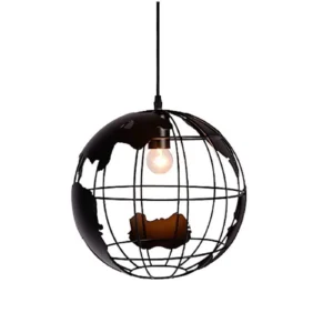 Κρεμαστό φωτιστικό οροφής μοντέρνο μονό σε σχήμα Γη 20cm σε μαύρο χρώμα E27 C10 GEO 2