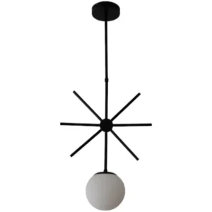 Κρεμαστό φωτιστικό οροφής μονό με 1 λάμπα G9 σχήμα χιονονιφάδα C10 σε μαύρο χρώμα Serenity 3