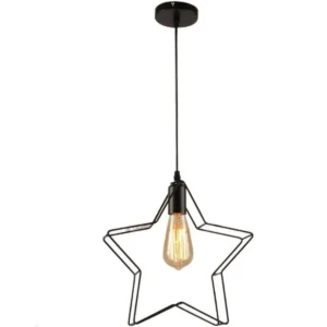 Κρεμαστό φωτιστικό οροφής μονό σχήματος αστέρι Ε27 σε μαύρο χρώμα C10 STAR1