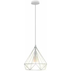 Κρεμαστό φωτιστικό οροφής μονό διαμάντι λευκό 25cm από σίδερο Ε27 C10 CICLIOW1250 Nitorio 47