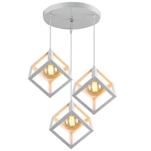 Κρεμαστό φωτιστικό οροφής τριπλό λευκό Τετράγωνο ρόμβος E27 C30 CUBIO 9