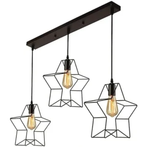 Κρεμαστό φωτιστικό οροφής τριπλό σχήματος αστέρι Ε27 σε μαύρο χρώμα R60 STAR3