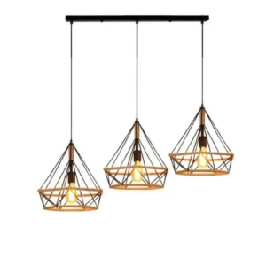 Κρεμαστό φωτιστικό οροφής τριπλό με διαμάντι 25cm με σκοινί E27 R50 REKTOR3250 Nitorio 30