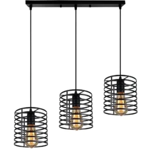 Κρεμαστό φωτιστικό οροφής τριπλό με κυλίνδρους σε μαύρο χρώμα Ε27 R50 Cylindro 13