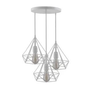 Κρεμαστό φωτιστικό οροφής τριπλό σε σχήμα διαμαντιού σε λευκό χρώμα 20cm C30 CICLIOW3200 Nitorio 38