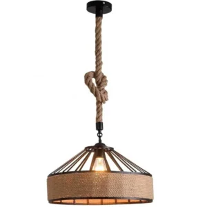 Φωτιστικό κρεμαστό οροφής μονόφωτο vintage με σκοινί σε φυσικό χρώμα E27 C10 40cm ROP 3