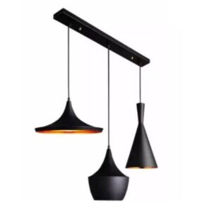 Κρεμαστό φωτιστικό οροφής τριπλό μαύρο με χρυσό χρώμα R50 REKTO-ABC