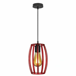 Κρεμαστό φωτιστικό οροφής μονό σε σχήμα κυλίνδρου σε κόκκινο χρώμα E27 C10 Cylindro 16