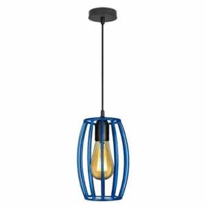 Κρεμαστό φωτιστικό οροφής μονό σε σχήμα κυλίνδρου σε μπλε χρώμα E27 C10 Cylindro 18