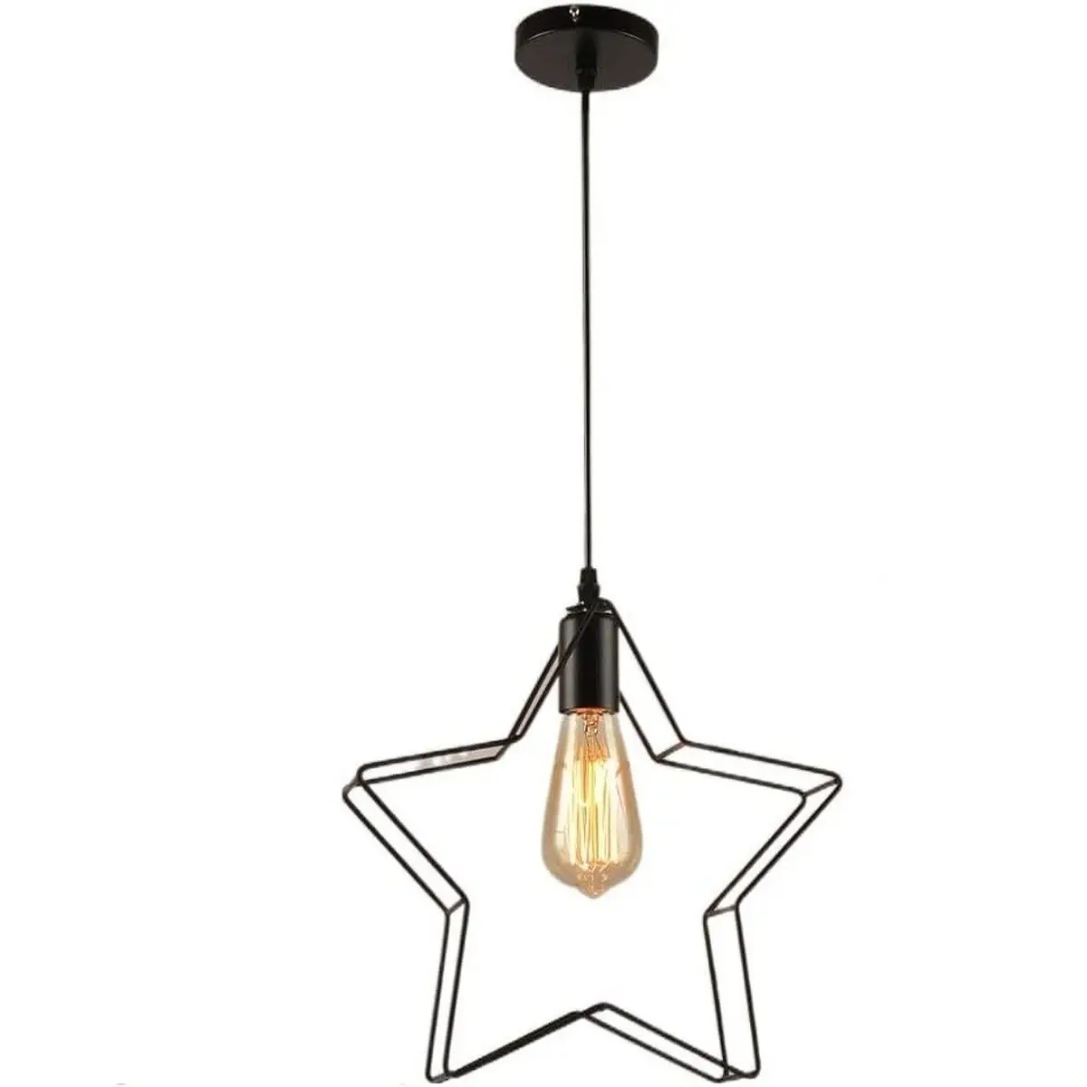 Κρεμαστό φωτιστικό οροφής μονό σχήματος αστέρι Ε27 σε μαύρο χρώμα C10 STAR1