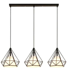 Φωτιστικό κρεμαστό οροφής τριπλό σε σχήμα διαμαντιού 38cm με άσπρο κάλυμμα E27 R80 REKTO3W380 Nitorio 13