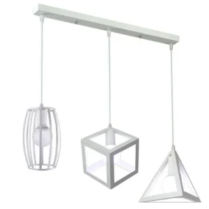 Κρεμαστό φωτιστικό οροφής τριπλό με γεωμετρικά σχήματα λευκό E27 R50 RICO6