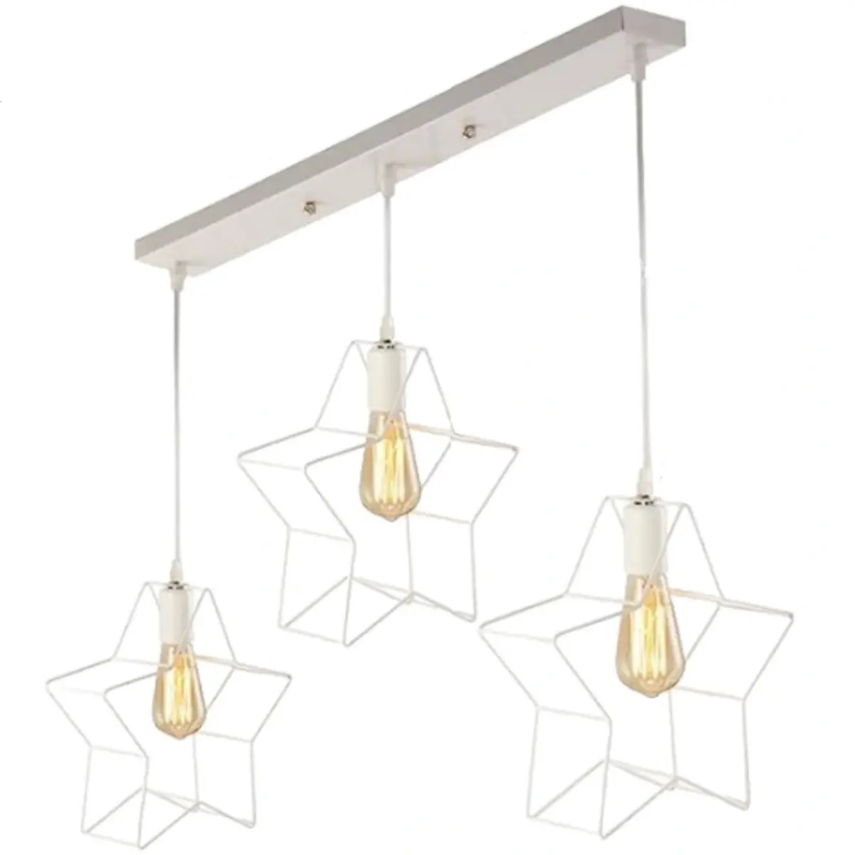 Κρεμαστό φωτιστικό οροφής τριπλό σχήματος αστέρι Ε27 σε λευκό χρώμα R60 STAR8