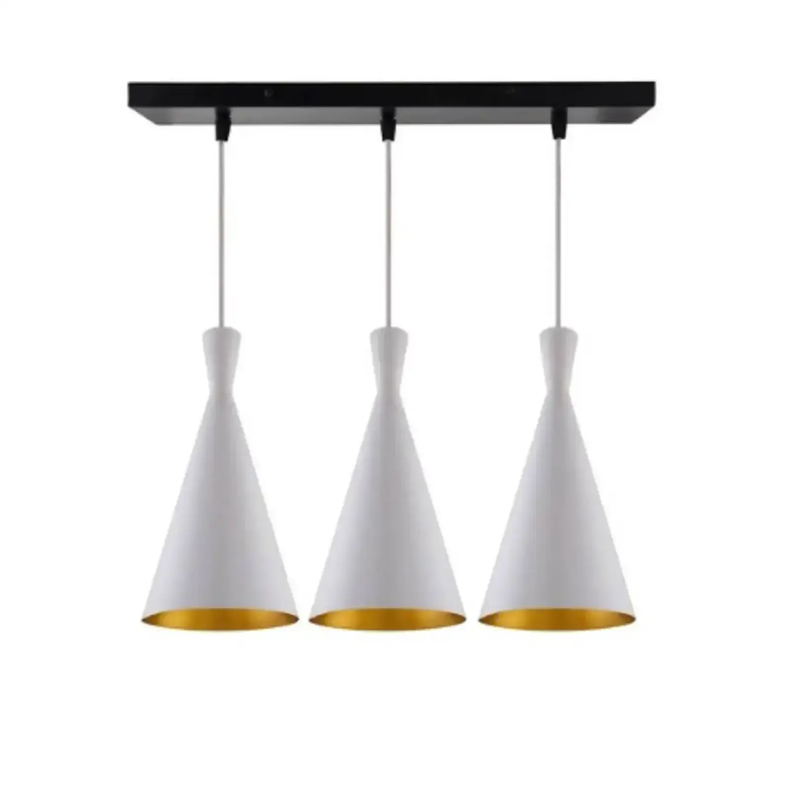 Κρεμαστό φωτιστικό οροφής τριπλό σε λευκό εξωτερικά και χρυσό χρώμα εσωτερικά Ε27 R50 REKTOW3C