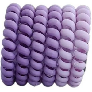 Λαστιχάκια μαλλιών σετ 6 τεμάχια από σκύρο μωβ σε ανοιχτό μωβ