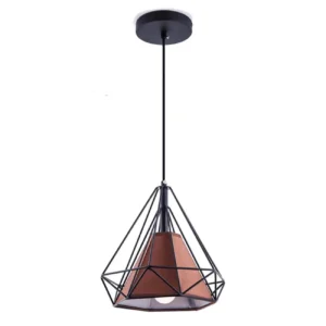 Κρεμαστό φωτιστικό οροφής μονό διαμάντι 28cm από σίδερο με καφέ κάλυμμα E27 C10 CICLIO1B280 Nitorio 23