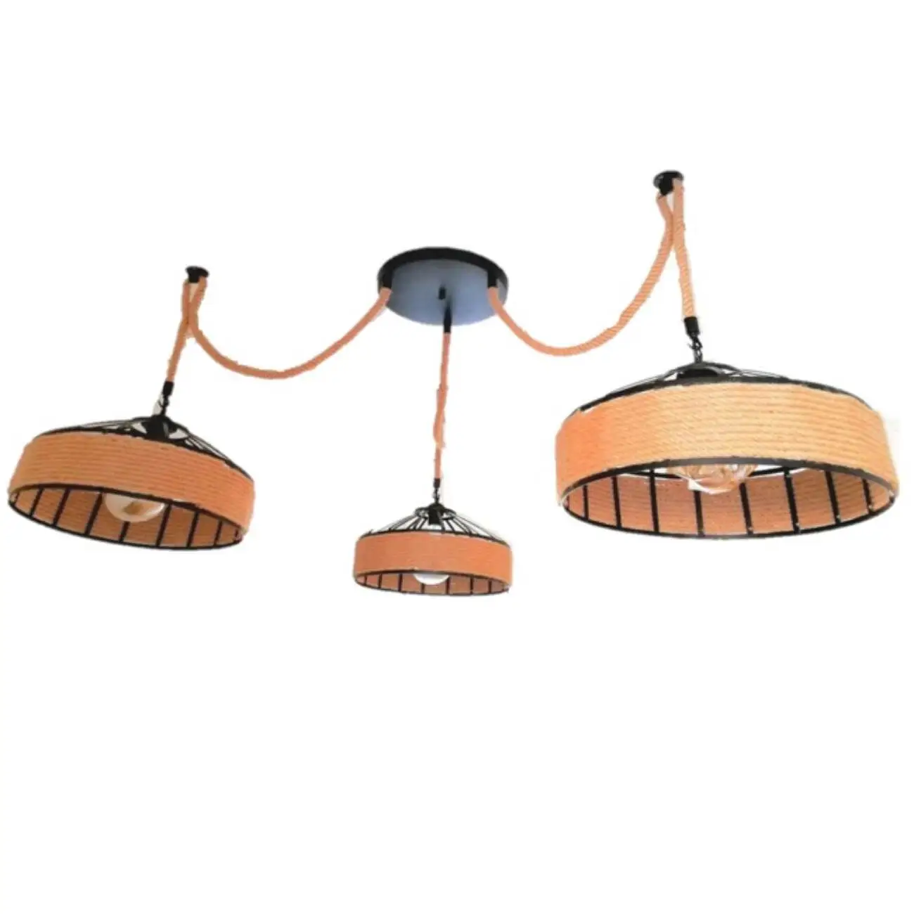 Κρεμαστό φωτιστικό οροφής τριπλό vintage με σκοινί E27 C30 30cm ROP 8