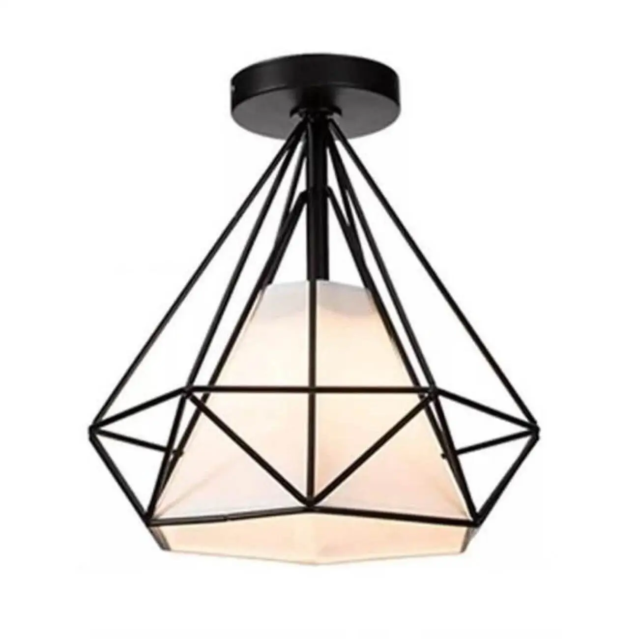 Φωτιστικό οροφής - Πλαφονιέρα σχήμα διαμάντι μαύρο με λευκό κάλυμμα 28cm Nitorio 45
