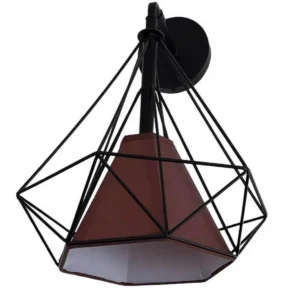 Φωτιστικό τοίχου – Απλίκα με διαμάντι 28cm σε μαύρο χρώμα με καφέ κάλυμμα Nitorio 58