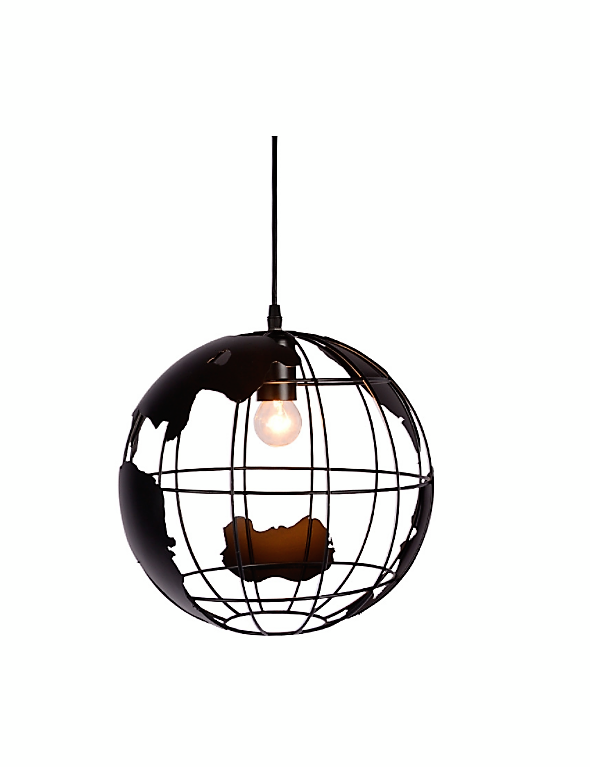Κρεμαστό φωτιστικό οροφής μοντέρνο μονό σε σχήμα Γη 30cm σε μαύρο χρώμα C10